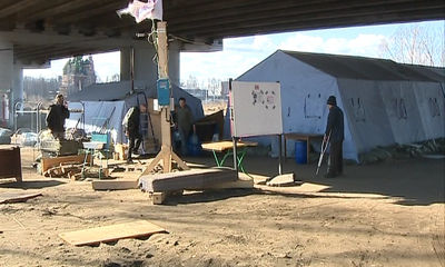 Палаточный лагерь для бездомных ликвидируют