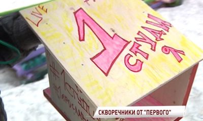 Ведущие «Первой студии» вместе с детьми развесили кормушки для птиц