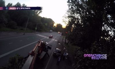 Ствол огромного дерева придавил фуру