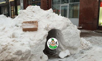 В центре Ярославля неизвестные превратили сугроб в ночлежку