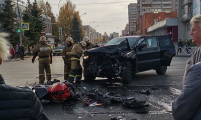 Момент ДТП с участием мотоциклиста в Рыбинске попал на видеорегистраторы