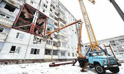 В пострадавшем от взрыва газа доме установили специальную укрепляющую раму