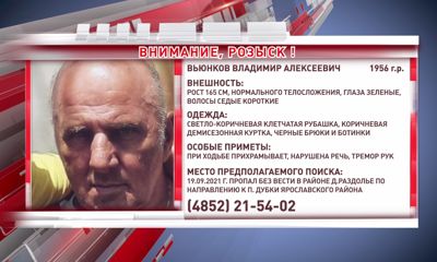 В Ярославской области разыскивают без вести пропавшего мужчину