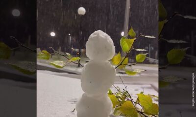 Ярославцы слепили первого осеннего снеговика