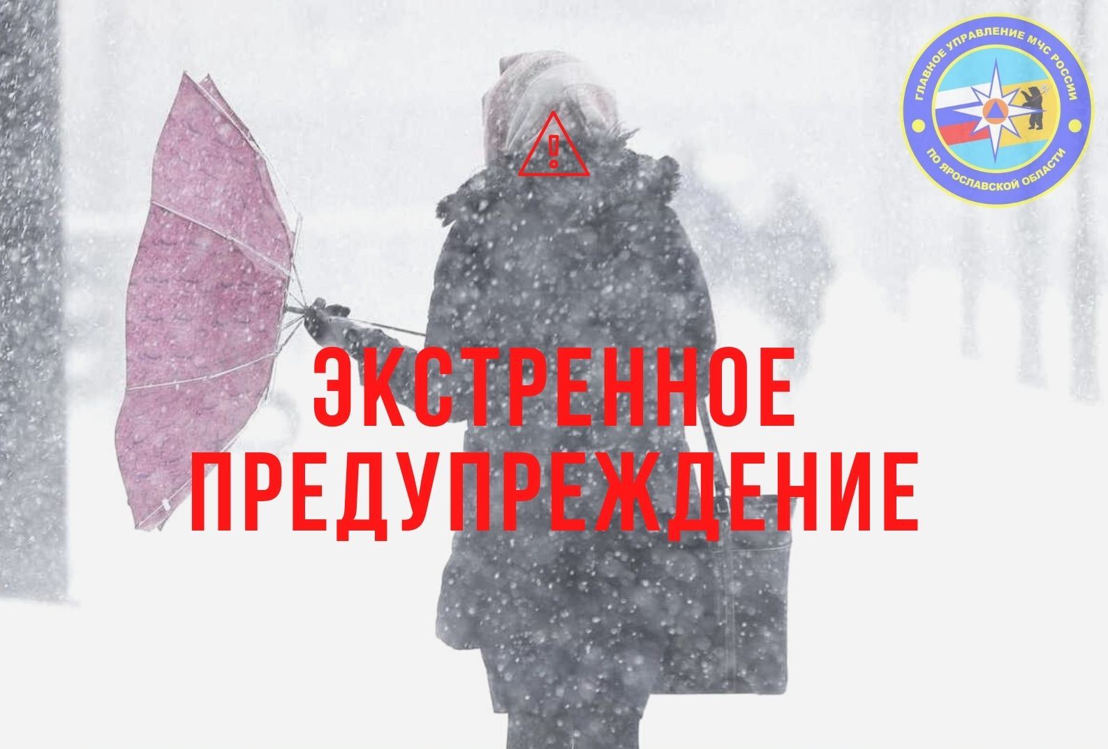 МЧС по Ярославской области опубликовало экстренное предупреждение о сильном снегопаде