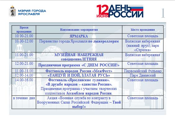 В Ярославле отметят День России: программа мероприятий